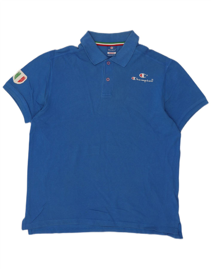 Champion Mens Polo Shirt Medium Blue Cotton