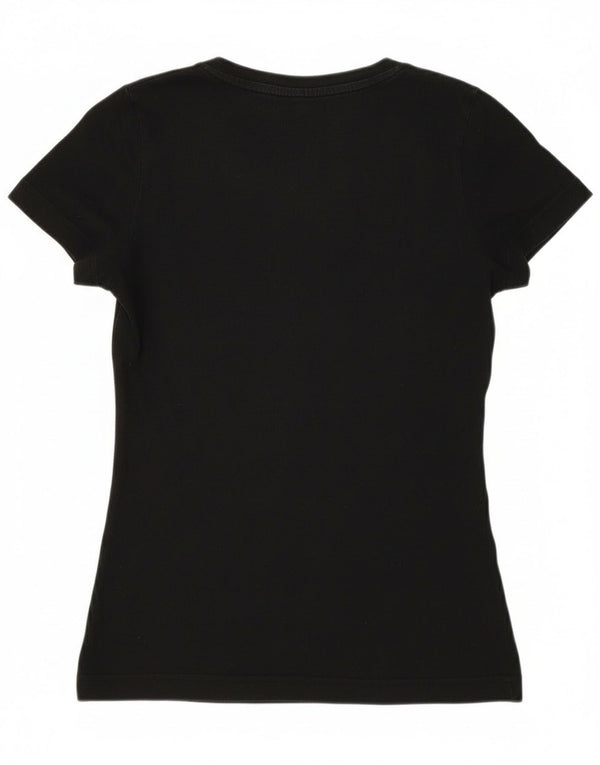 Adidas Womens Graphic T-Shirt Top UK 4/6 XS Black Cotton