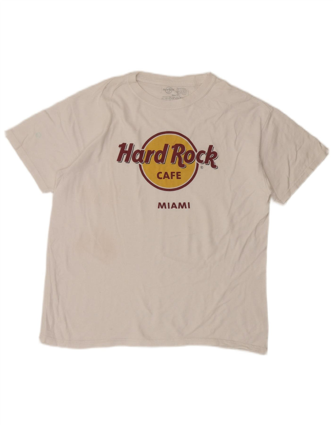 Hard Rock Womens Miami Graphic T-Shirt Top UK 14 Medium White Cotton