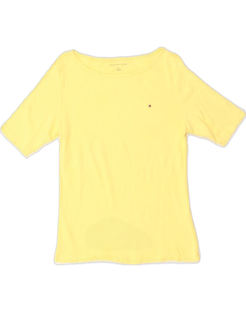 TOMMY HILFIGER Womens T-Shirt Top UK 14 Medium Yellow Cotton | Vintage Tommy Hilfiger | Thrift | Second-Hand Tommy Hilfiger | Used Clothing | Messina Hembry 