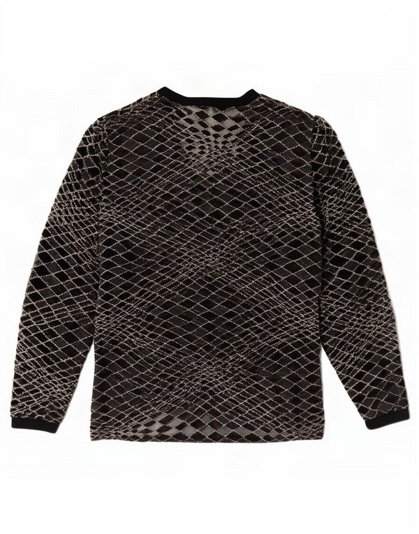 Elisa Landri Womens See Through Blouse Top UK 16 Large Black Geometric