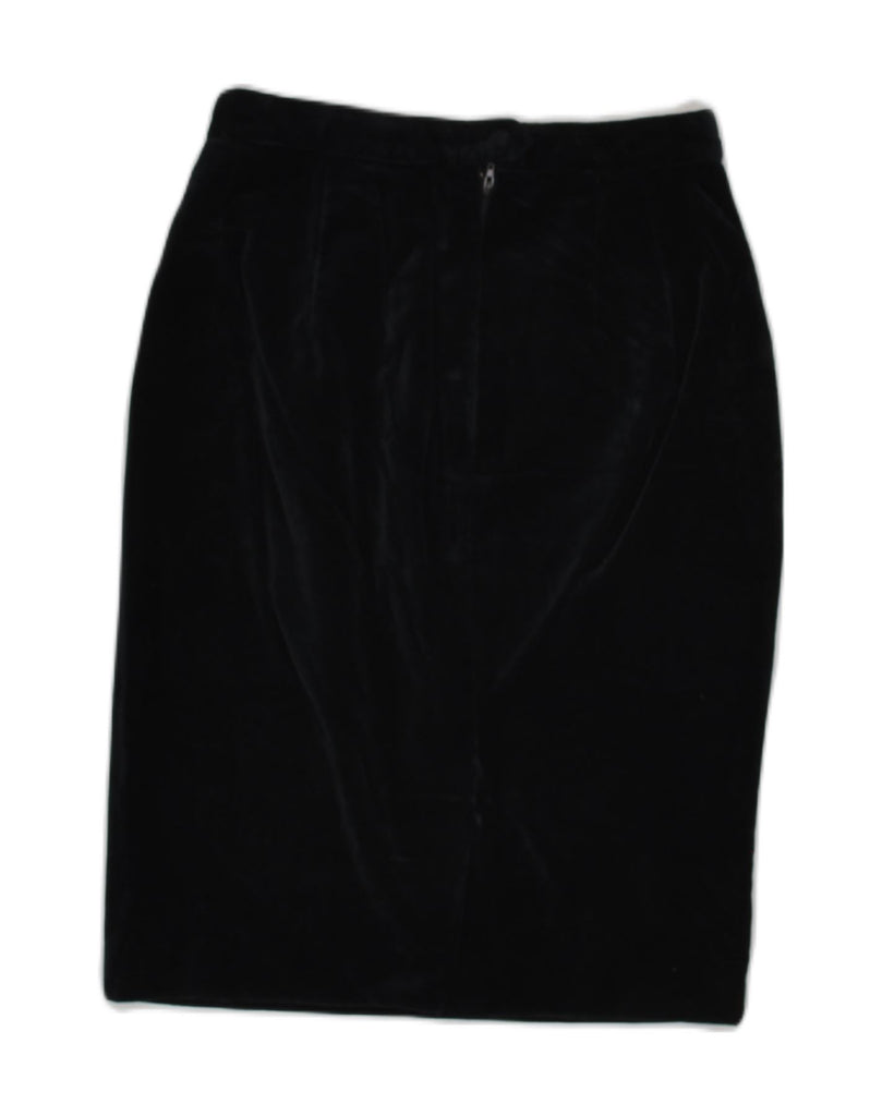 VINTAGE Womens Velvet Pencil Skirt IT 44 Medium W27 Black Cotton | Vintage Vintage | Thrift | Second-Hand Vintage | Used Clothing | Messina Hembry 