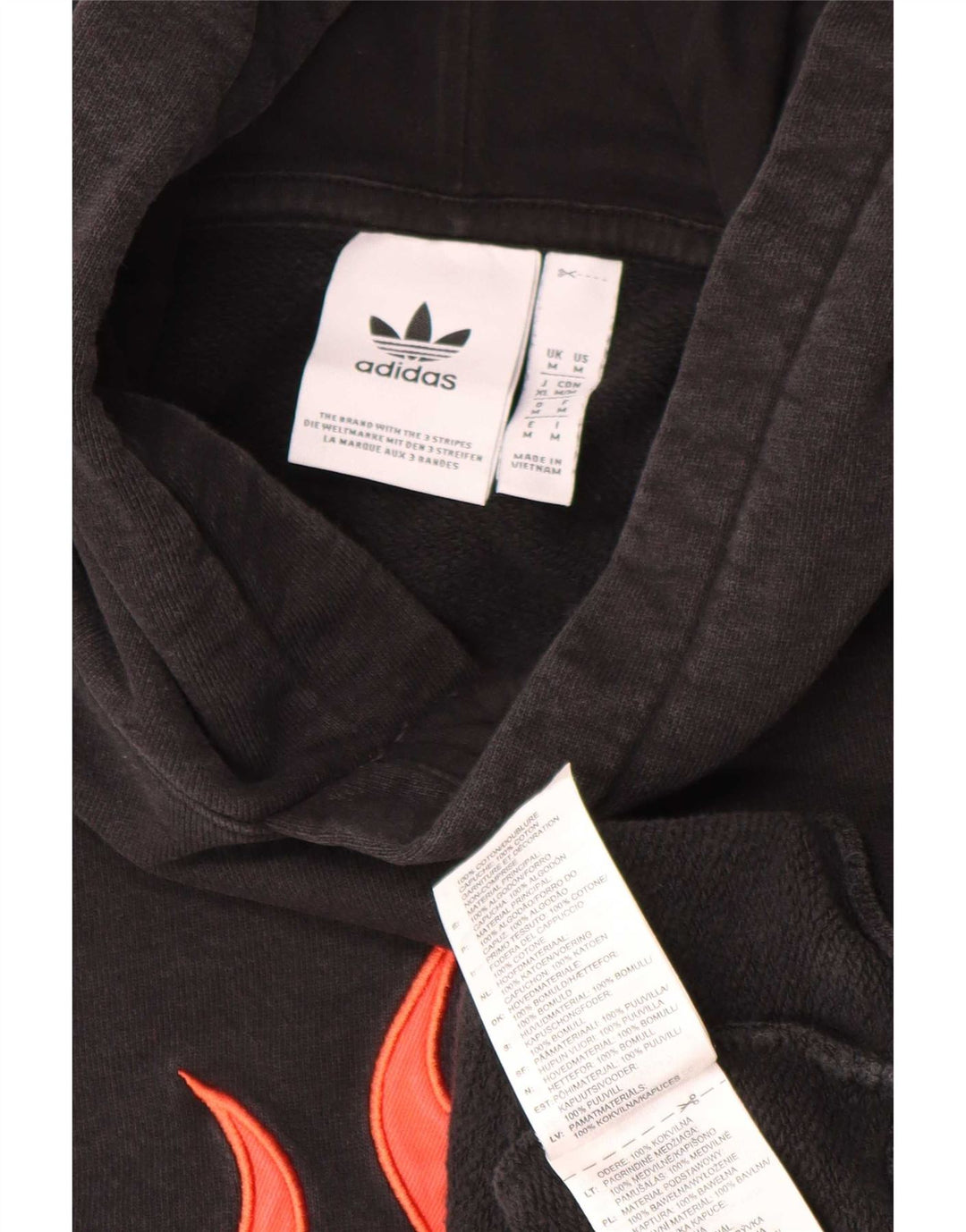 Adidas Mens Graphic Hoodie Jumper Medium Black Cotton