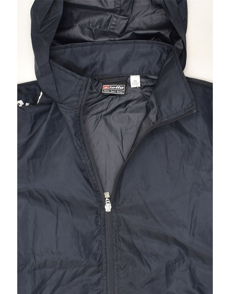 LOTTO Boys Hooded Rain Jacket 7-8 Years XS Navy Blue Polyester | Vintage Lotto | Thrift | Second-Hand Lotto | Used Clothing | Messina Hembry 