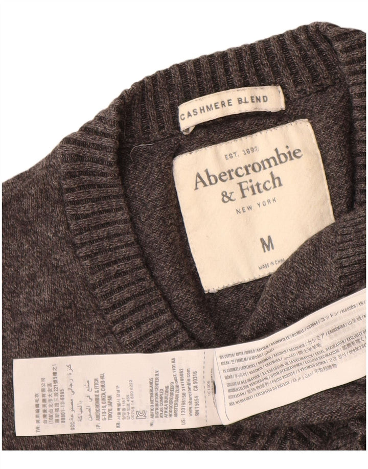 Abercrombie & Fitch Mens V-Neck Jumper Sweater Medium Grey Cotton