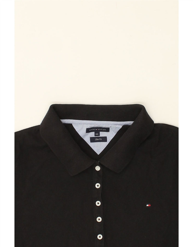 TOMMY HILFIGER Womens Slim Fit Polo Shirt UK 20 2XL Black | Vintage Tommy Hilfiger | Thrift | Second-Hand Tommy Hilfiger | Used Clothing | Messina Hembry 