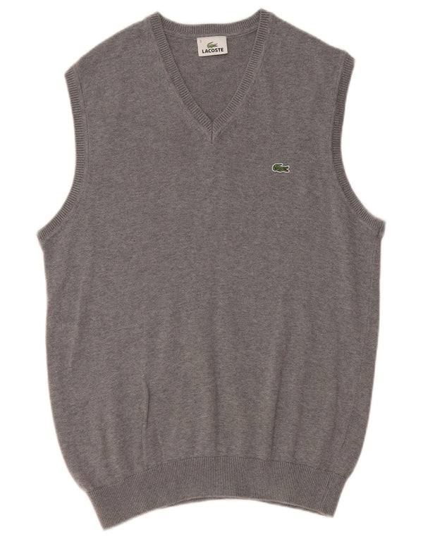 Lacoste Mens Vest Tank Top Size 3 Small Grey Cotton