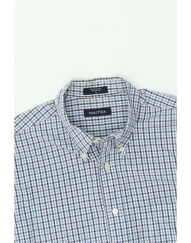 NAUTICA Mens Shirt Large Blue Check Cotton | Vintage Nautica | Thrift | Second-Hand Nautica | Used Clothing | Messina Hembry 