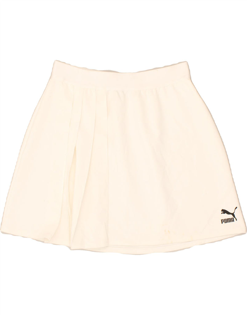 PUMA Womens Tennis Skirt UK 12 Medium Off White Polyester | Vintage Puma | Thrift | Second-Hand Puma | Used Clothing | Messina Hembry 