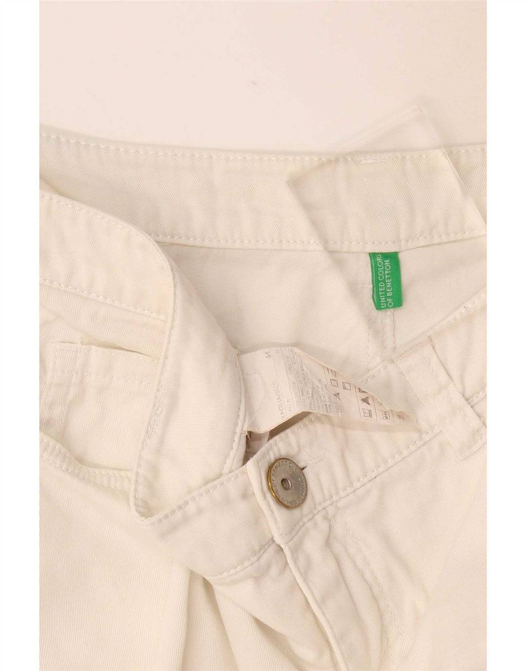 Benetton Womens Casual Shorts IT 44 Medium W34 White Cotton