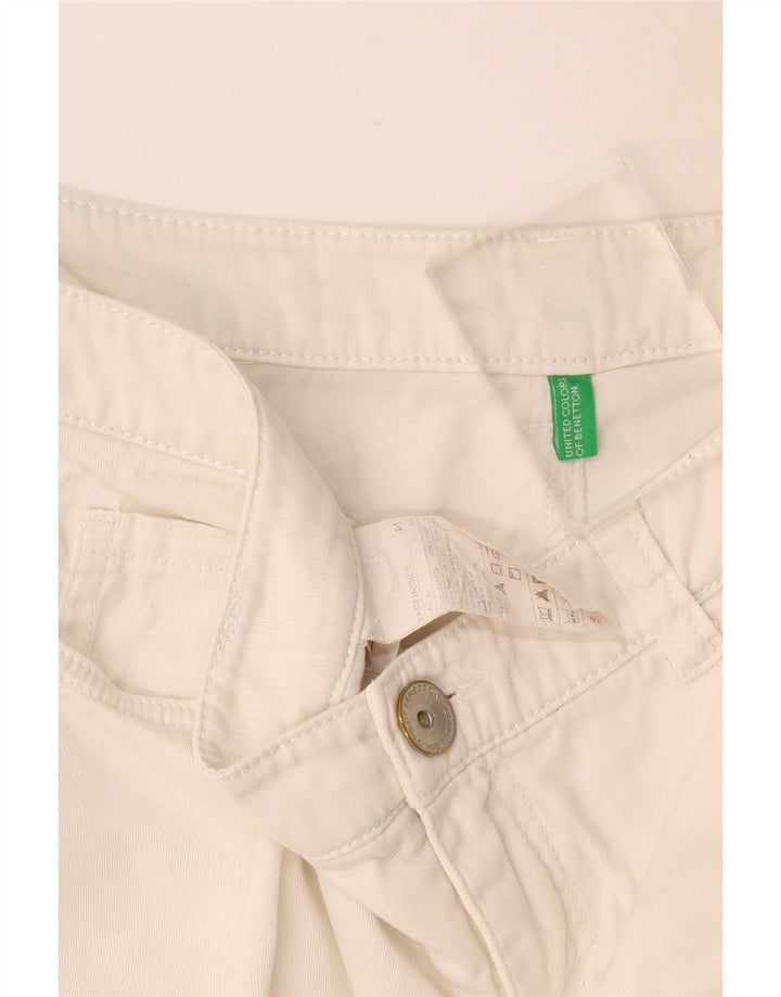 Benetton Womens Casual Shorts IT 44 Medium W34 White Cotton
