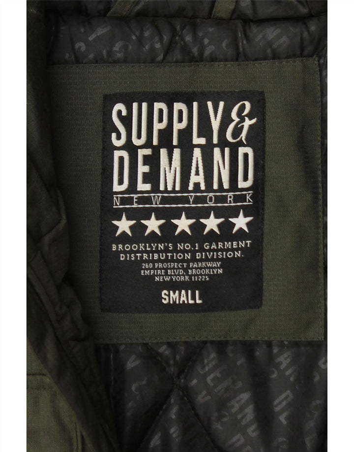 Supply & Demand Mens Hooded Utility Jacket UK 36 Small Khaki Polyester