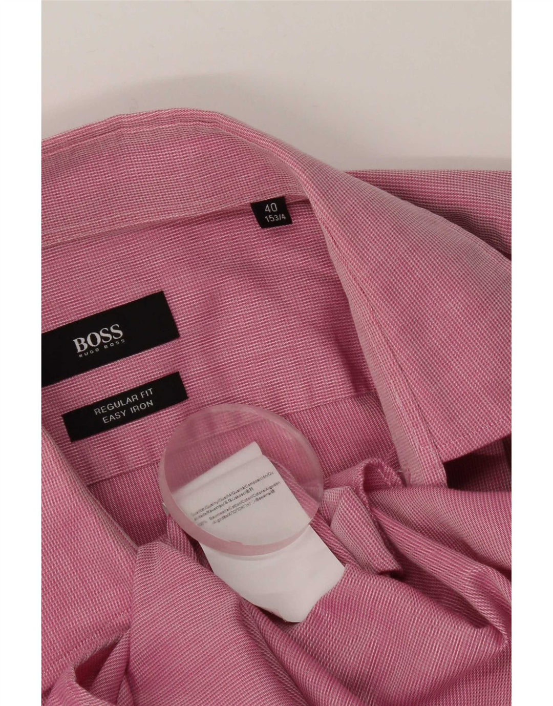 Hugo Boss Mens Regular Fit Shirt Size 40 15 1/2 Medium Pink Cotton