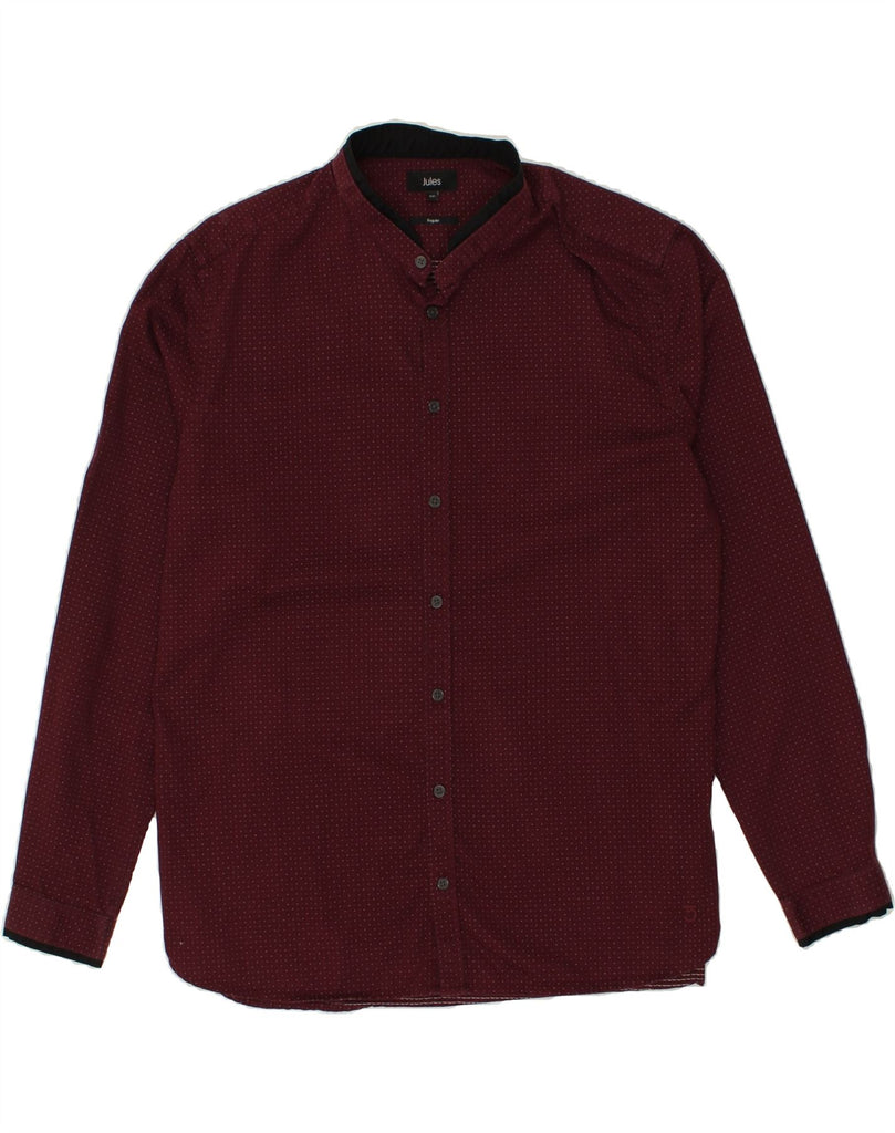 JULES Mens Regular Fit Shirt 2XL Maroon Spotted Cotton | Vintage Jules | Thrift | Second-Hand Jules | Used Clothing | Messina Hembry 