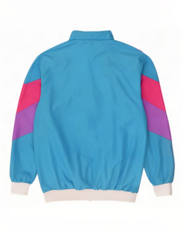 Vintage Mens Tracksuit Top Jacket 3XL Blue Colourblock Polyester