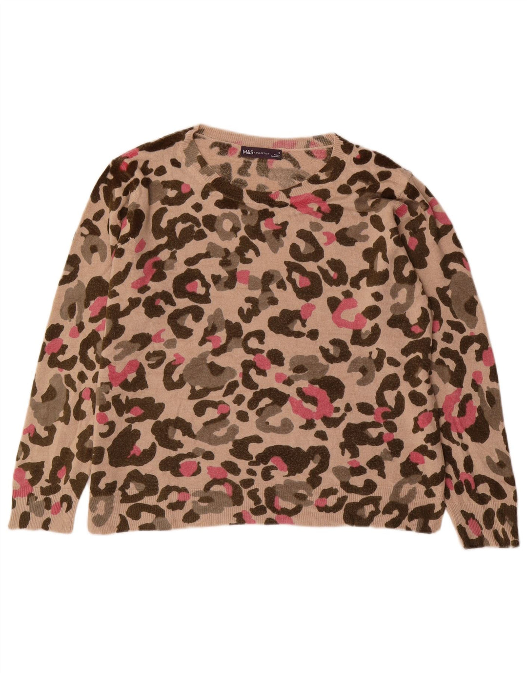 Marks & Spencer Womens Boat Neck Jumper Sweater UK 16 Large Beige