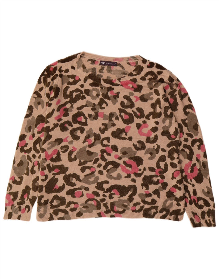Marks & Spencer Womens Boat Neck Jumper Sweater UK 16 Large Beige