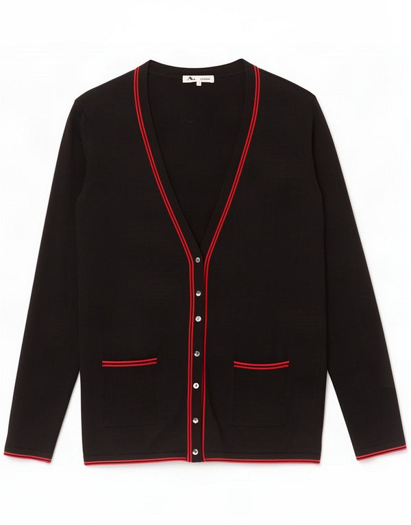Aquascutum Womens Cardigan Sweater UK 16 Large Black Cotton