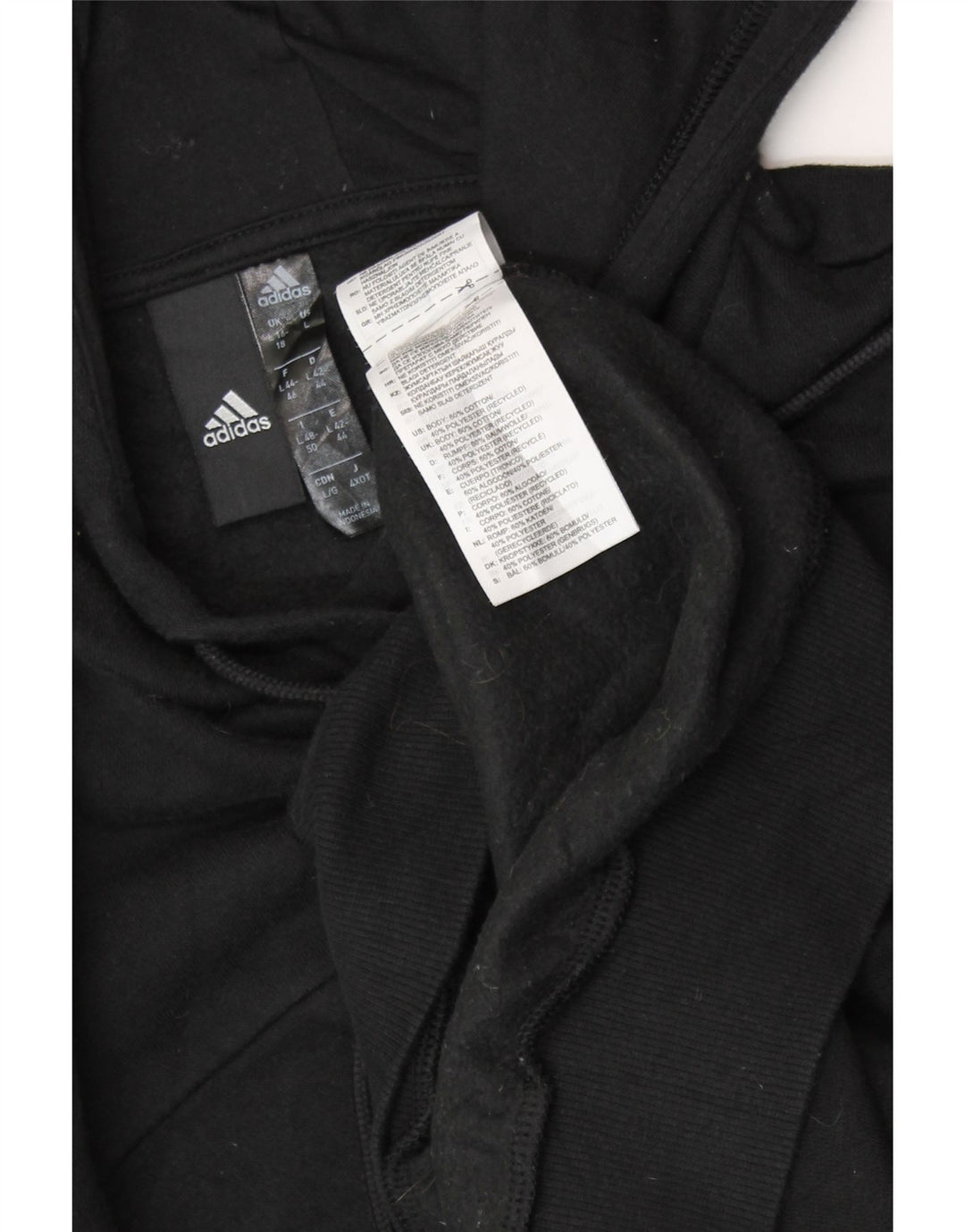 ADIDAS Womens Oversized Hoodie Jumper UK 16/18 Large Black Cotton