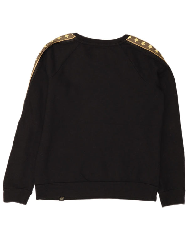 Superdry Womens Graphic Sweatshirt Jumper UK 12 Medium Black Cotton