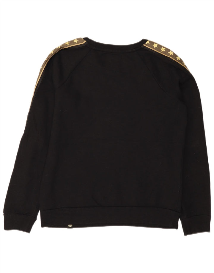 Superdry Womens Graphic Sweatshirt Jumper UK 12 Medium Black Cotton