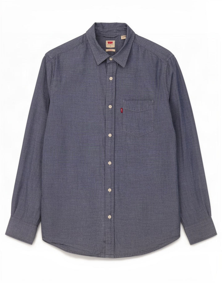 Levi's Mens Standard Fit Shirt Large Navy Blue Cotton