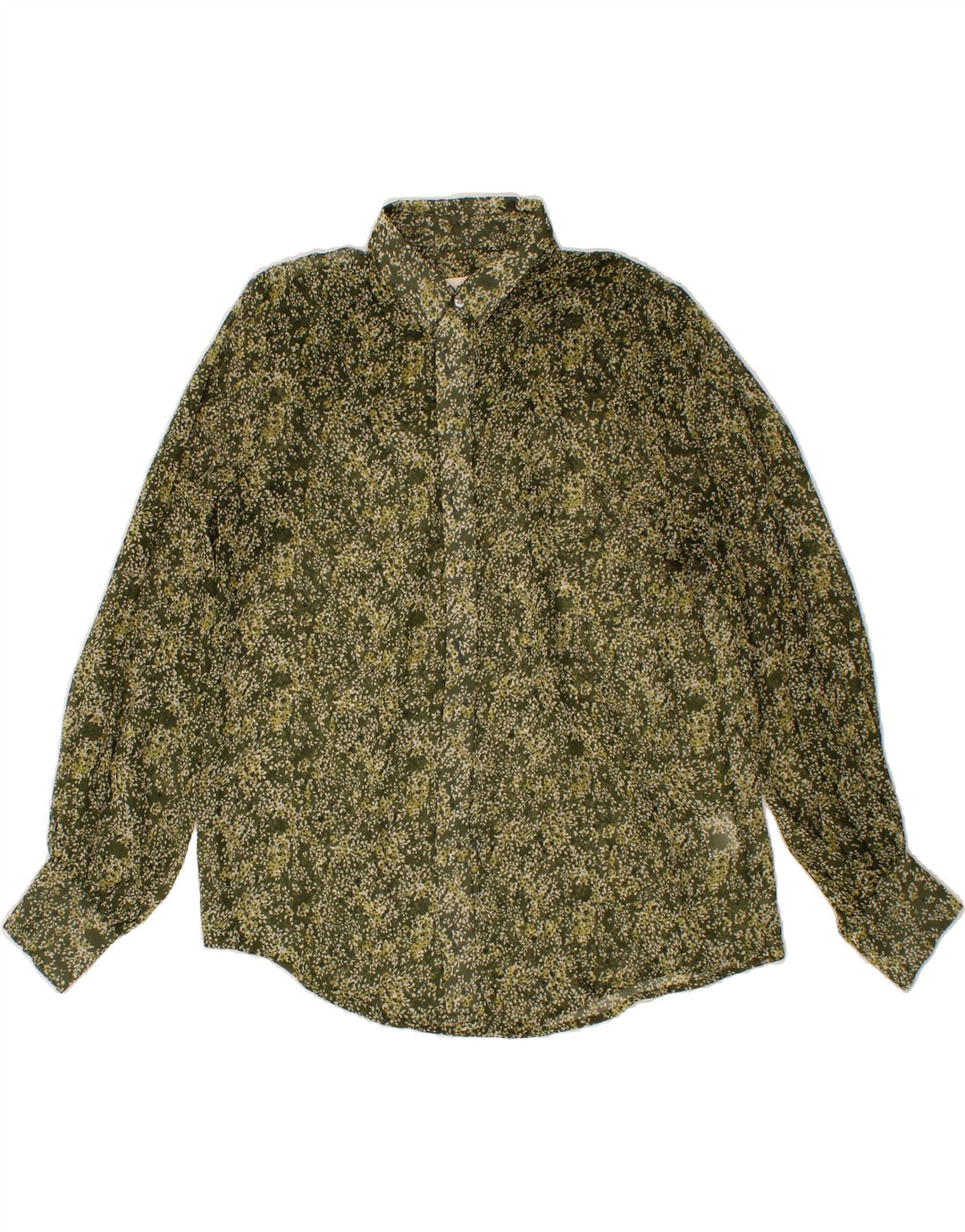 LOUCHE Womens See Through Shirt Blouse UK 10 Small Green Floral Polyester Vintage Louche and Second-Hand Louche from Messina Hembry 