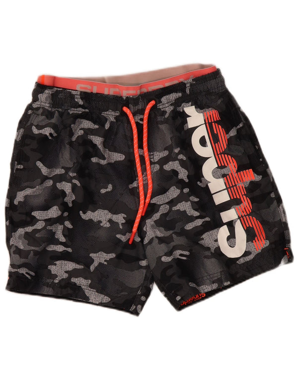 Superdry Mens Graphic Swimming Shorts Large Black Camouflage Polyester