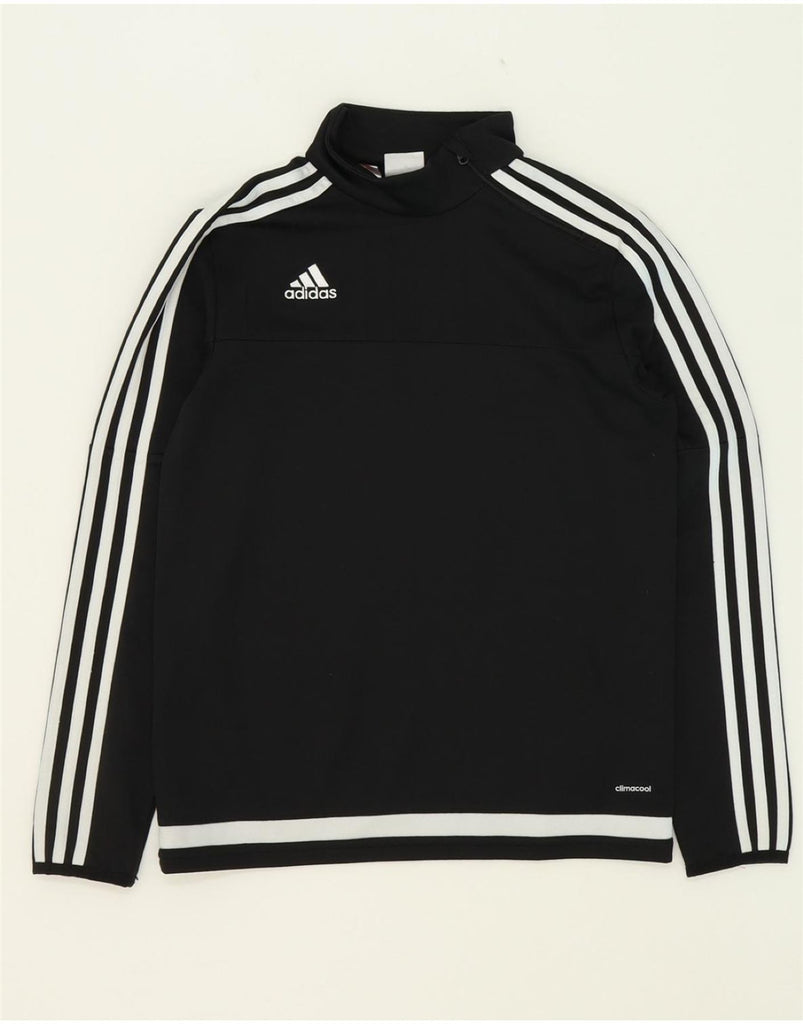 ADIDAS Boys Climacool Zip Neck Pullover Tracksuit Top 11-12 Years Black Vintage Adidas and Second-Hand Adidas from Messina Hembry 