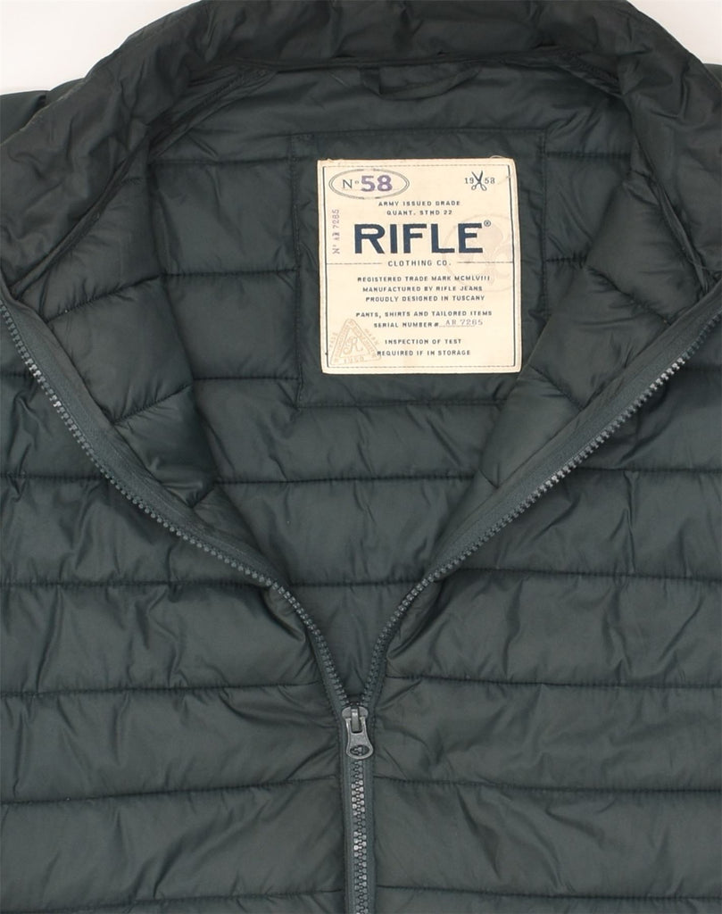 RIFLE Womens Padded Jacket UK 14 Medium Green Polyamide | Vintage Rifle | Thrift | Second-Hand Rifle | Used Clothing | Messina Hembry 