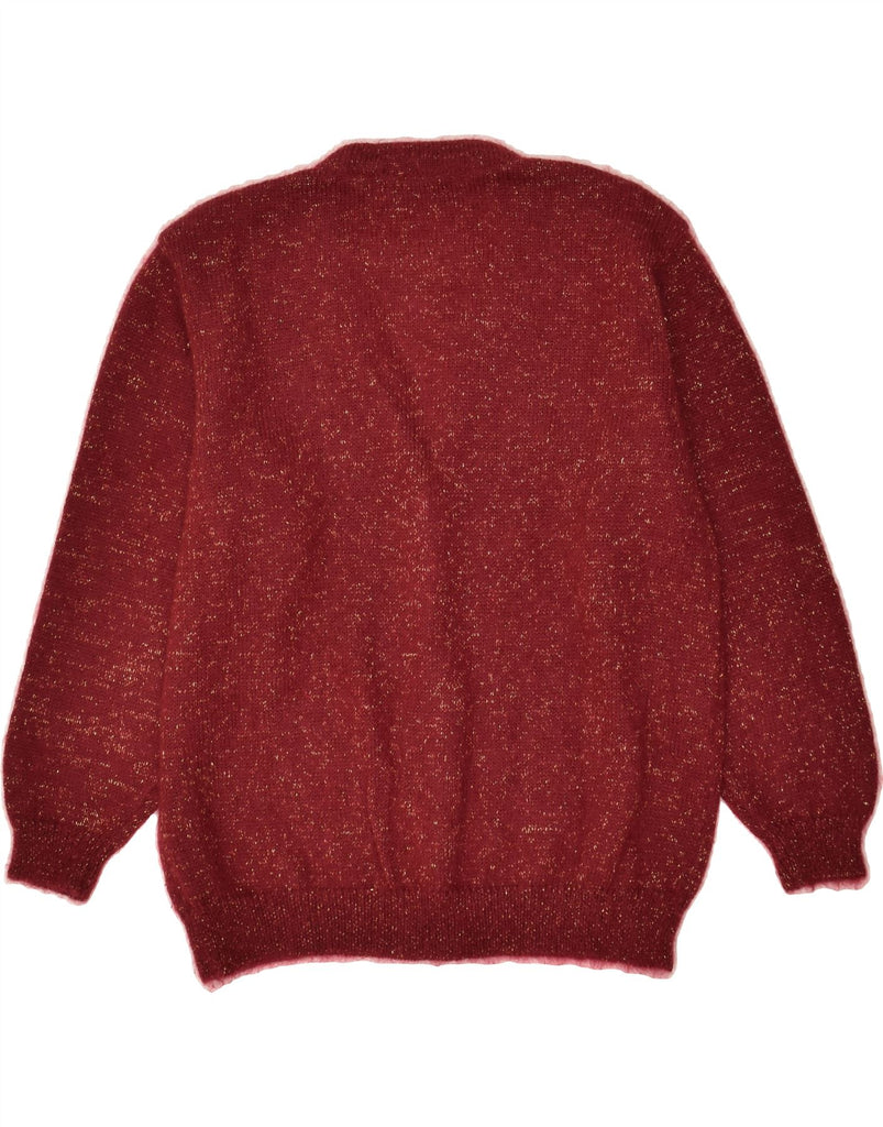 VINTAGE Womens Cardigan Sweater IT 46 Large Maroon Mohair | Vintage Vintage | Thrift | Second-Hand Vintage | Used Clothing | Messina Hembry 