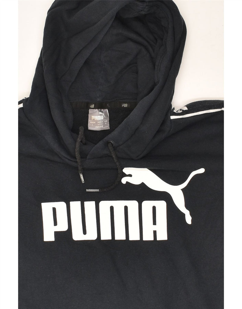 PUMA Mens Graphic Hoodie Jumper Large Black Cotton | Vintage Puma | Thrift | Second-Hand Puma | Used Clothing | Messina Hembry 