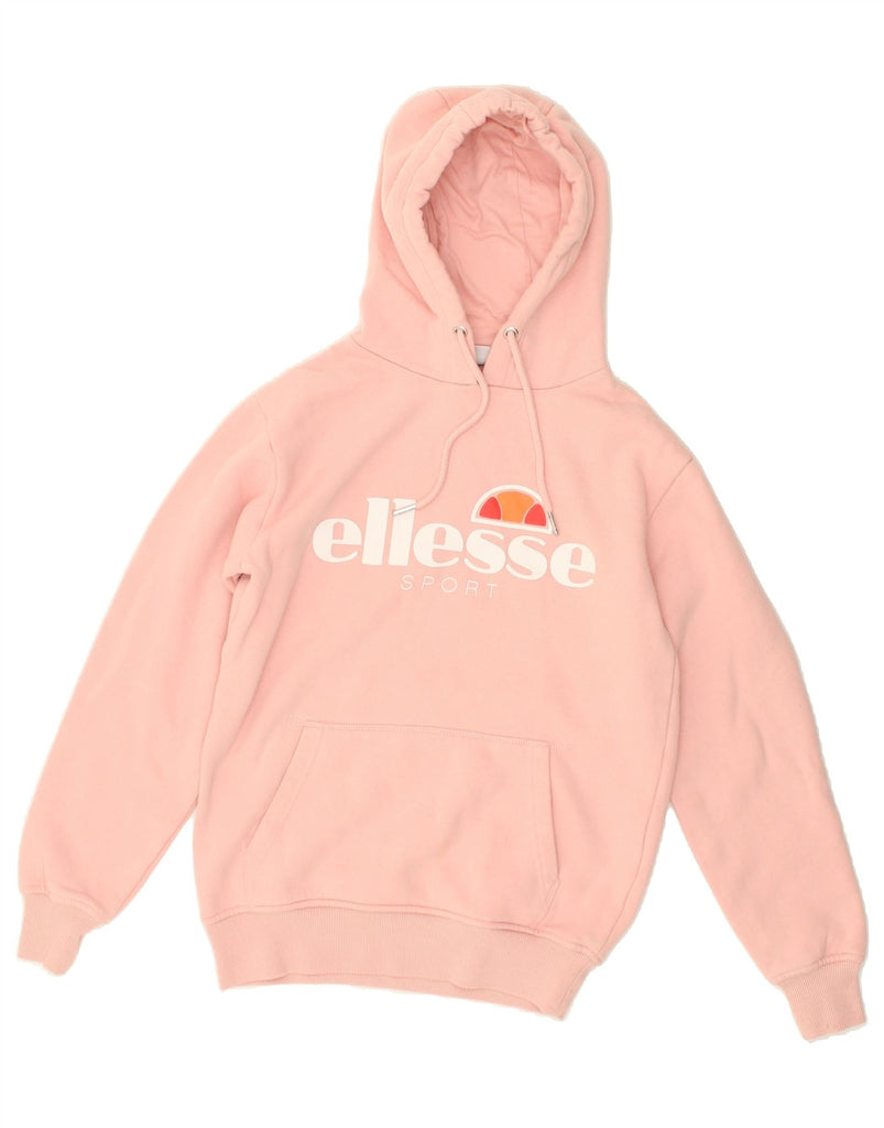 ELLESSE Womens Graphic Hoodie Jumper UK 8 Small  Pink Cotton | Vintage Ellesse | Thrift | Second-Hand Ellesse | Used Clothing | Messina Hembry 