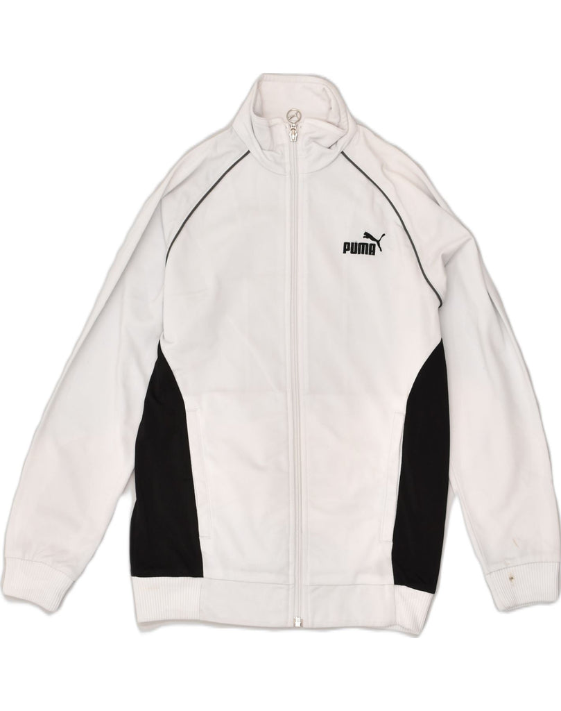 PUMA Boys Tracksuit Top Jacket 9-10 Years Medium White Polyester | Vintage Puma | Thrift | Second-Hand Puma | Used Clothing | Messina Hembry 