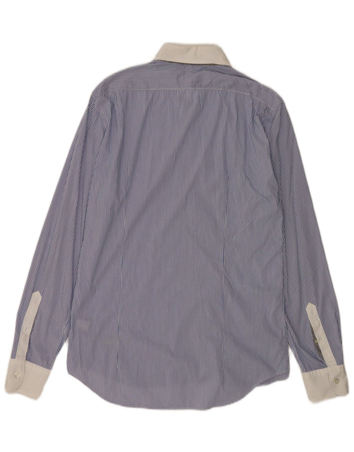 La Martina Mens Shirt Large Blue Striped Cotton