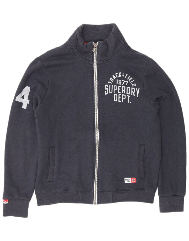 SUPERDRY Mens Track & Field Graphic Tracksuit Top Jacket Large Navy Blue