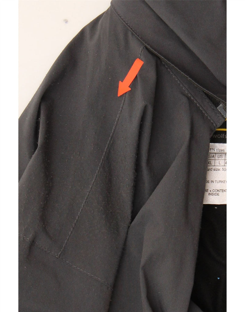 JACK WOLFSKIN Mens Hooded Rain Jacket UK 40/42 Large Navy Blue Colourblock Vintage Jack Wolfskin and Second-Hand Jack Wolfskin from Messina Hembry 