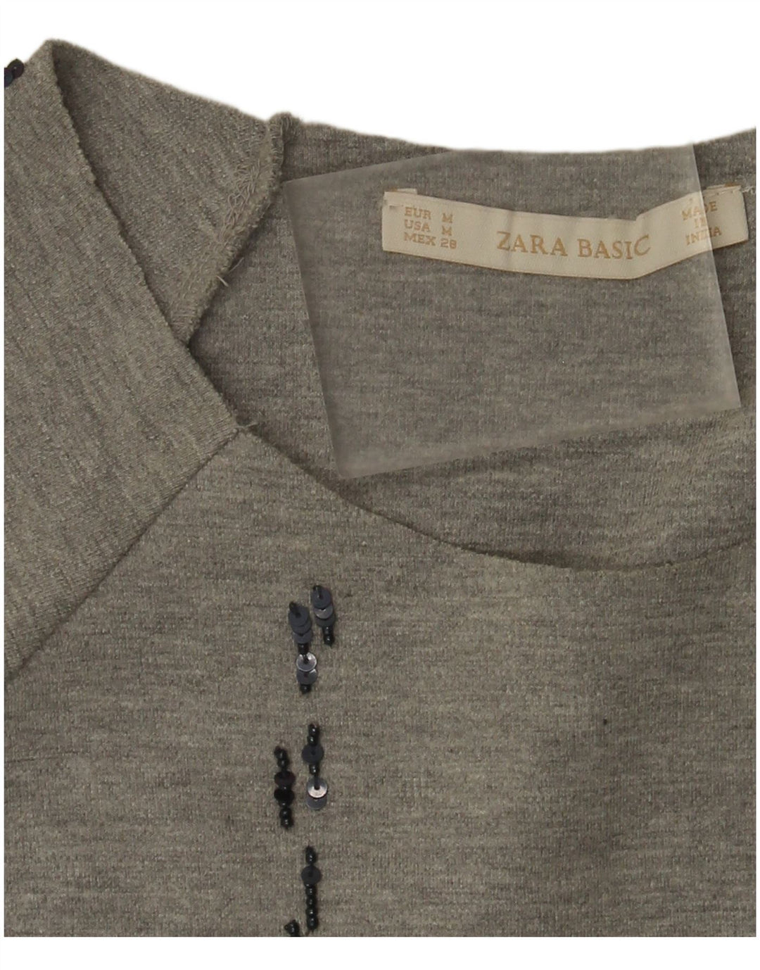 Zara Womens Oversized Top 3/4 Sleeve UK 14 Medium Grey Check