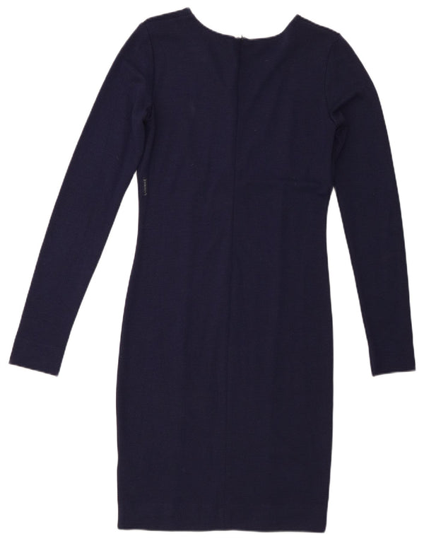 Armani Jeans Womens Long Sleeve Sheath Dress EU 40 Medium Navy Blue Viscose