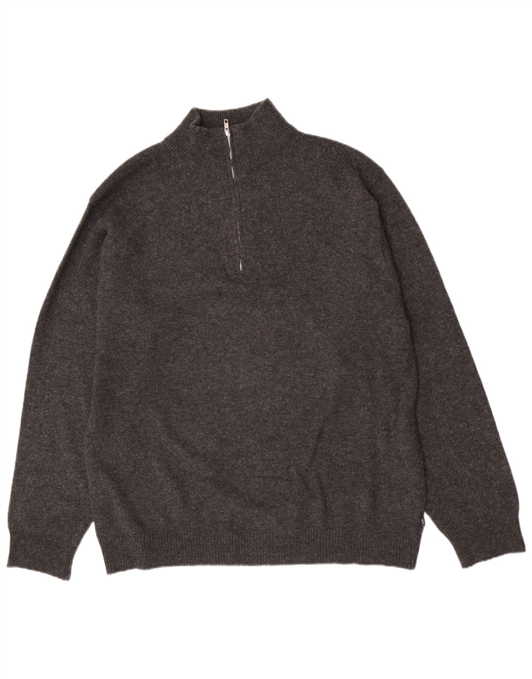 Asics Mens Zip Neck Jumper Sweater XL Grey Lambswool