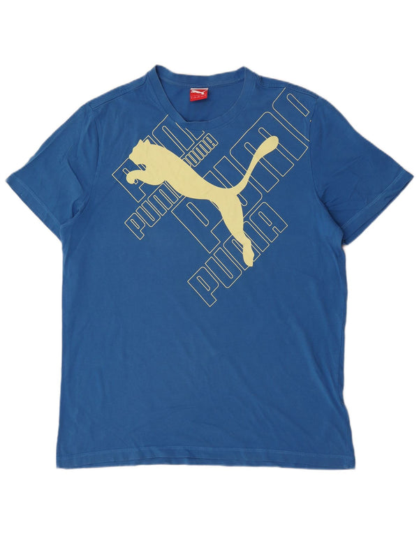 Puma Mens Graphic T-Shirt Top XL Blue Cotton