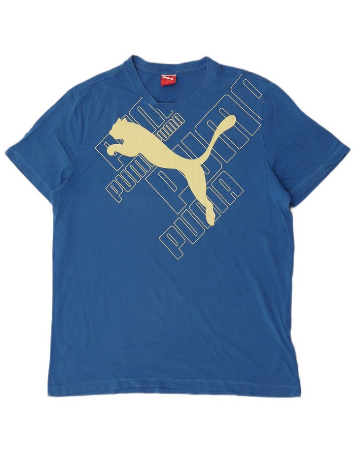 Puma Mens Graphic T-Shirt Top XL Blue Cotton