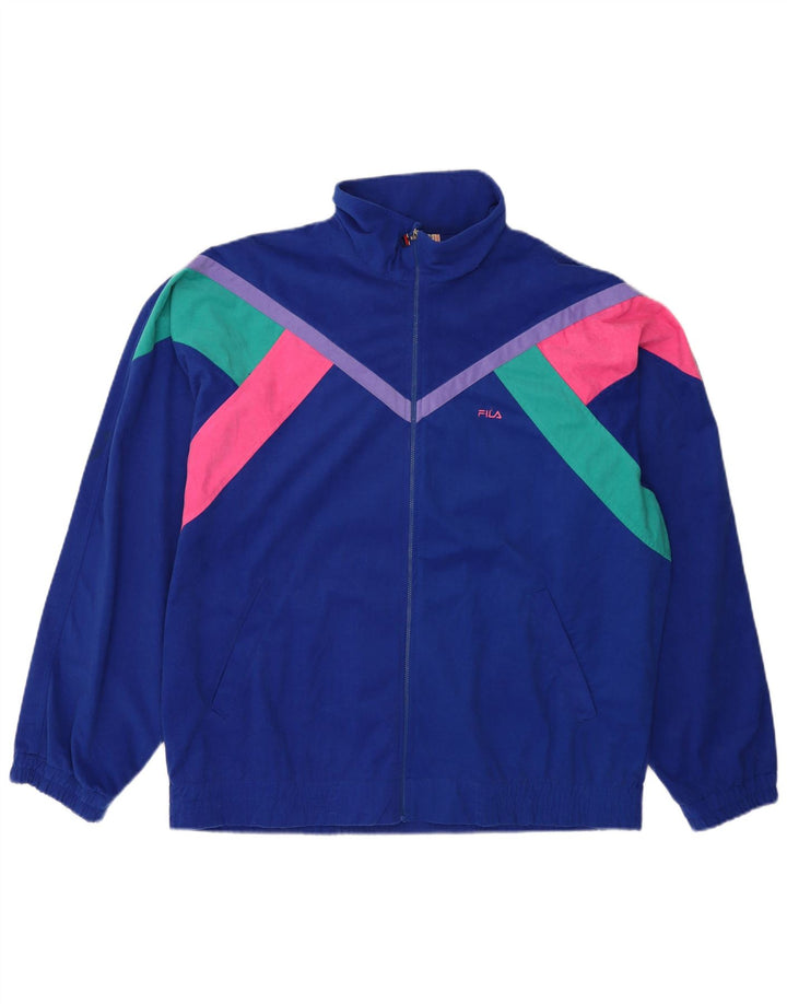 Fila Mens Tracksuit Top Jacket IT 56 XL Blue Colourblock Polyester