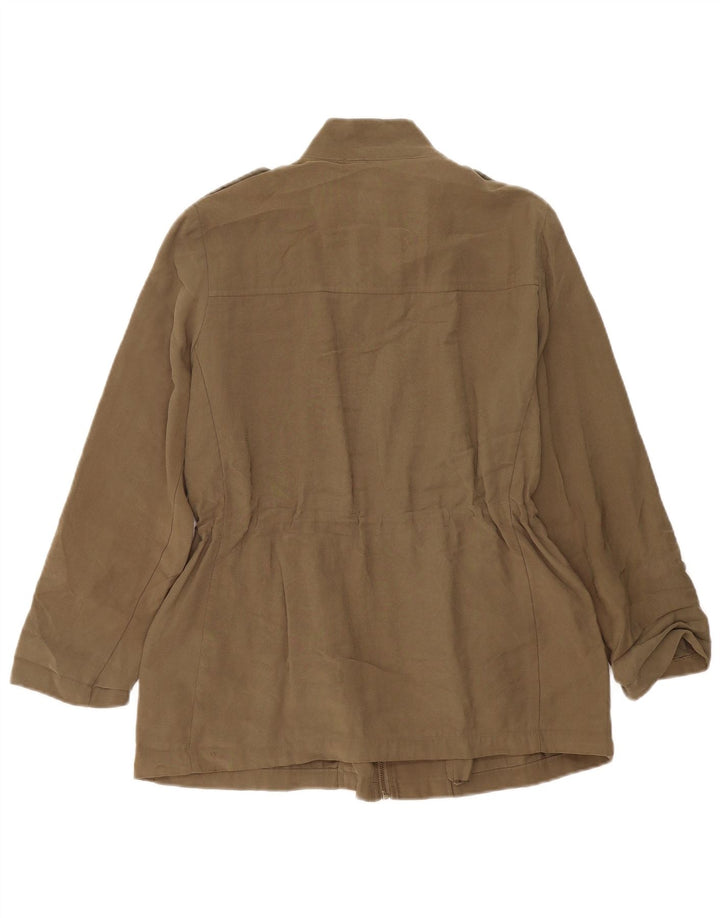 Zara Womens Military Jacket UK 14 Medium Khaki Viscose