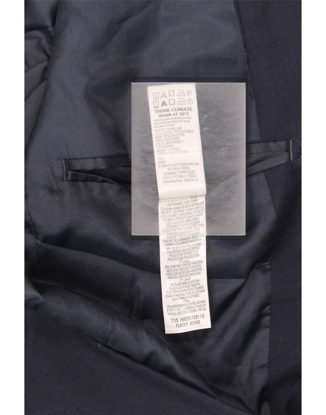 Marks & Spencer Mens Regular Fit Blazer Jacket UK 36 Small Navy Blue