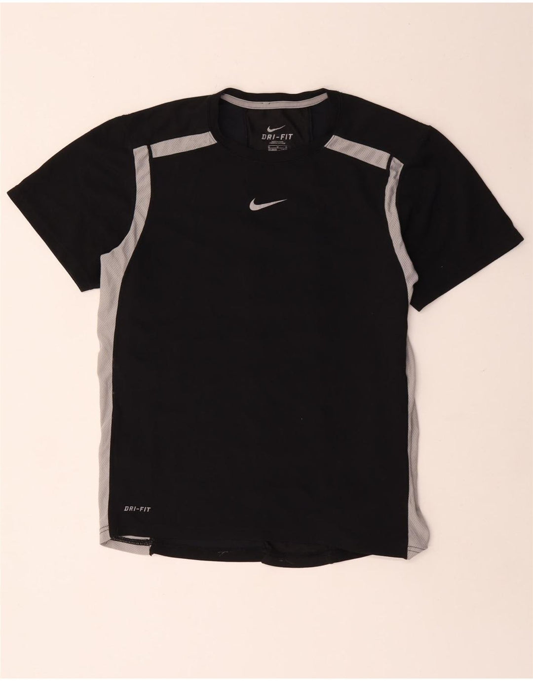 Nike Mens Dri Fit T-Shirt Top UK 38/40 Medium Black Colourblock Polyester