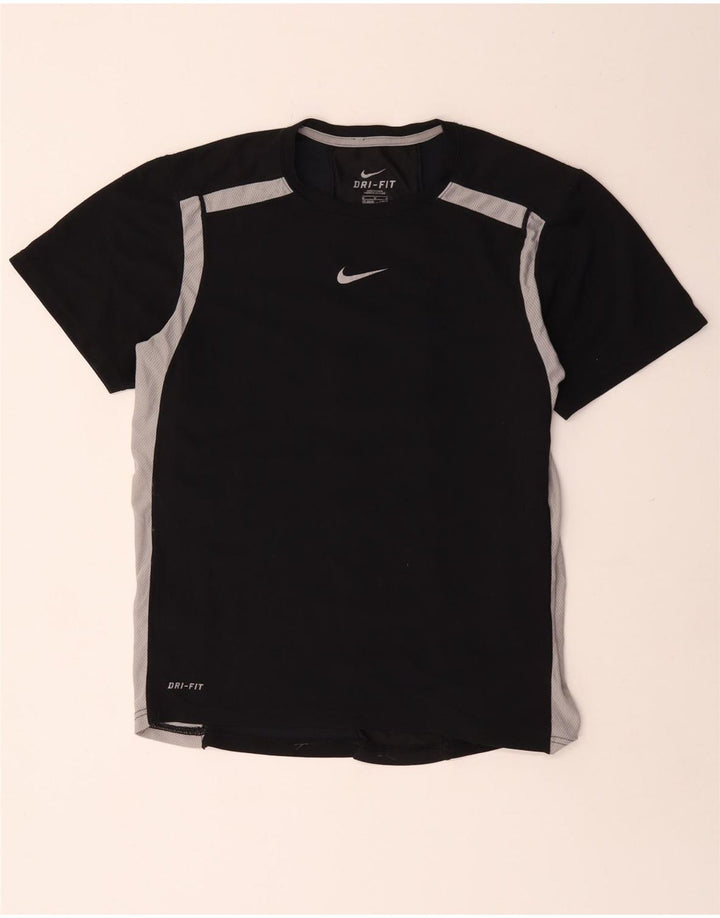 Nike Mens Dri Fit T-Shirt Top UK 38/40 Medium Black Colourblock Polyester