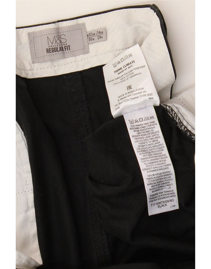 Marks & Spencer Mens Regular Fit Chino Trousers W50 L29 Black Cotton