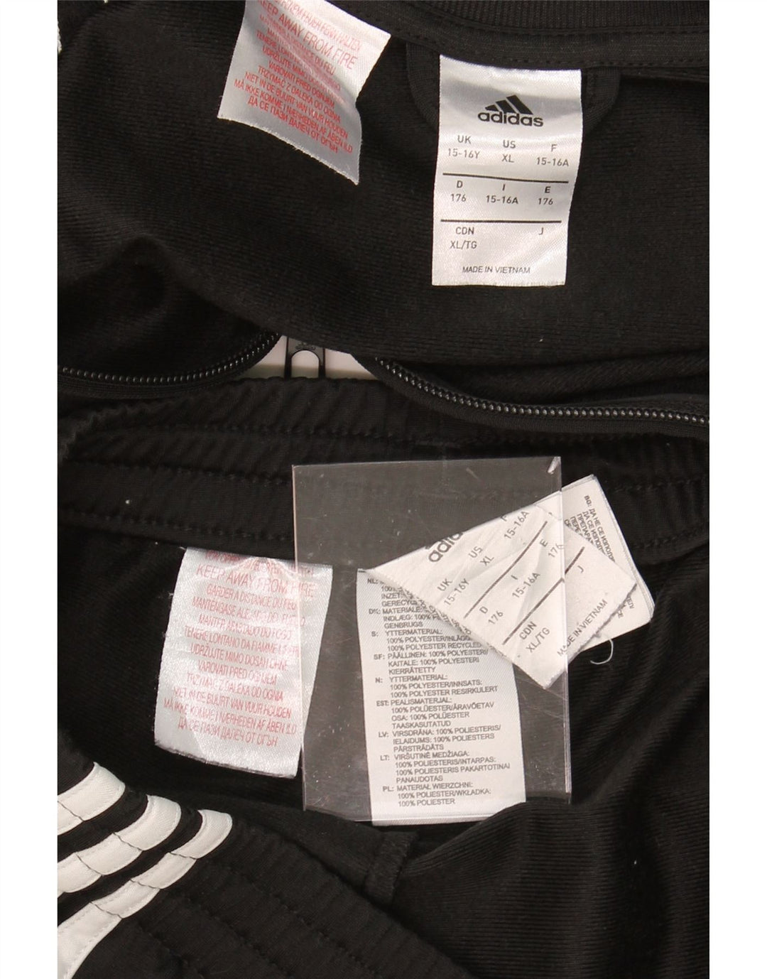 ADIDAS Boys Full Tracksuit 15-16 Years  Black Polyester
