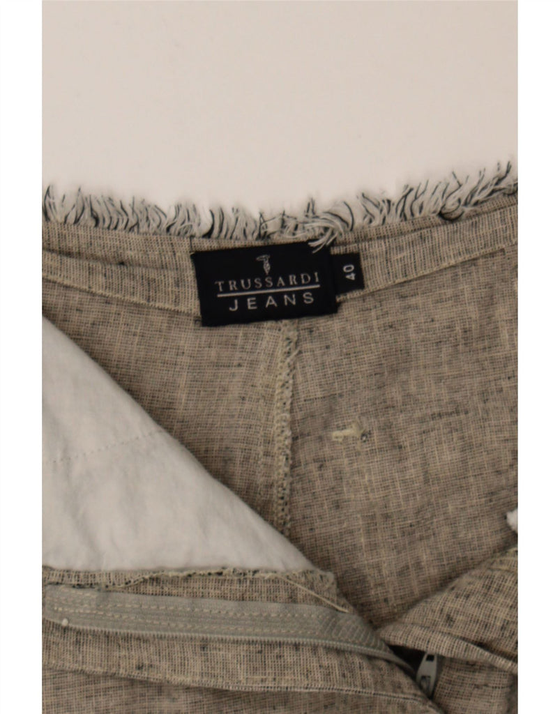 TRUSSARDI JEANS Womens Maxi A-Line Skirt EU 40 Medium W28 Grey Linen Vintage Trussardi Jeans and Second-Hand Trussardi Jeans from Messina Hembry 